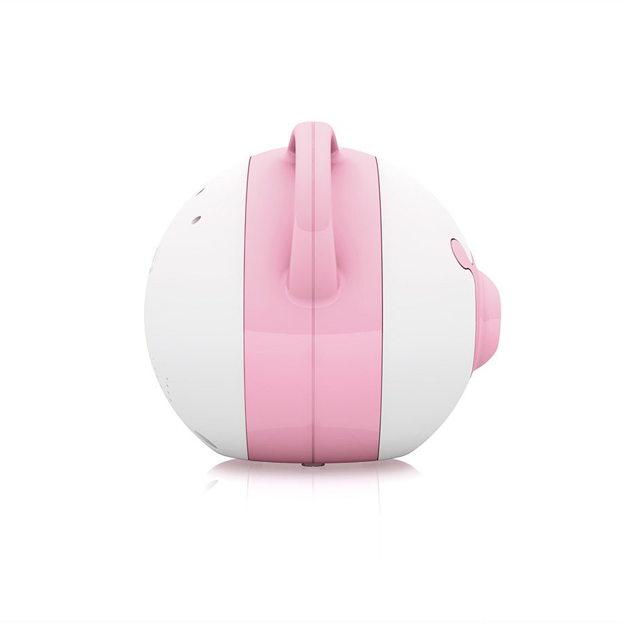 Nosiboo Pro elektrischer Baby Nasensauger, um verstopfte kleine Nasen professionell zu reinigen: in rosa Farbe, linke Seitenansicht
